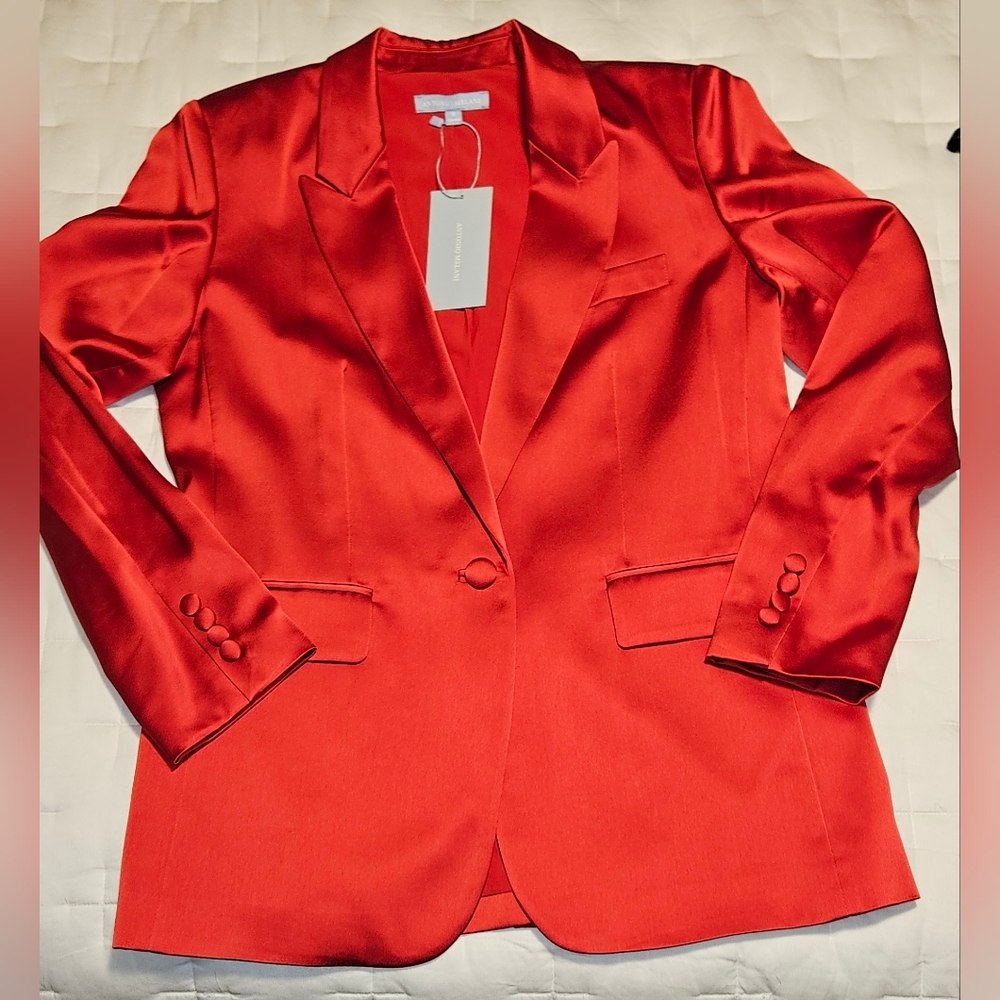 GORGEOUS!‎ Antonio Melani Satin Bemadette One Button Jacket: Scarlet: Size- 8